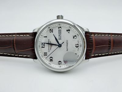 Replica Swiss Longines Master Watch L636.5 SS White Dial Brown Leather